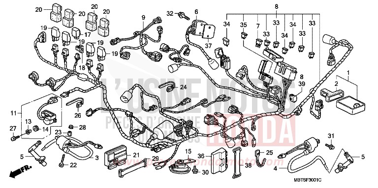 WIRE HARNESS (XL1000VA) for Varadero ABS MUTE BLACK METALLIC (NH359) from 2004